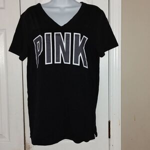 Pink Victoria's Secret Jersey Style black shirt  Sz XS